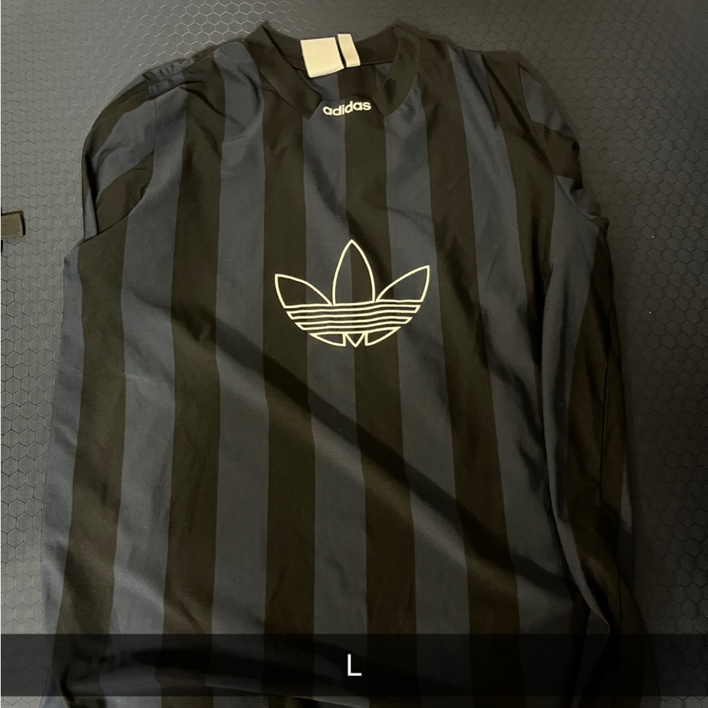 Adidas Black and Gray Striped Shirt